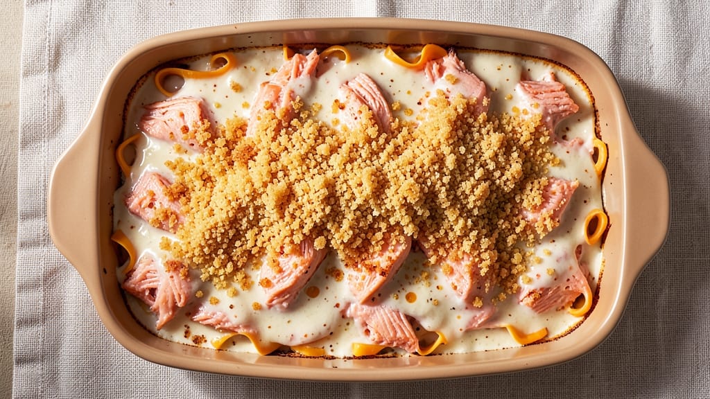 Baked Canned Salmon Casserole Recipe: Cheesy Crisp Top With Flaky Fish Magic